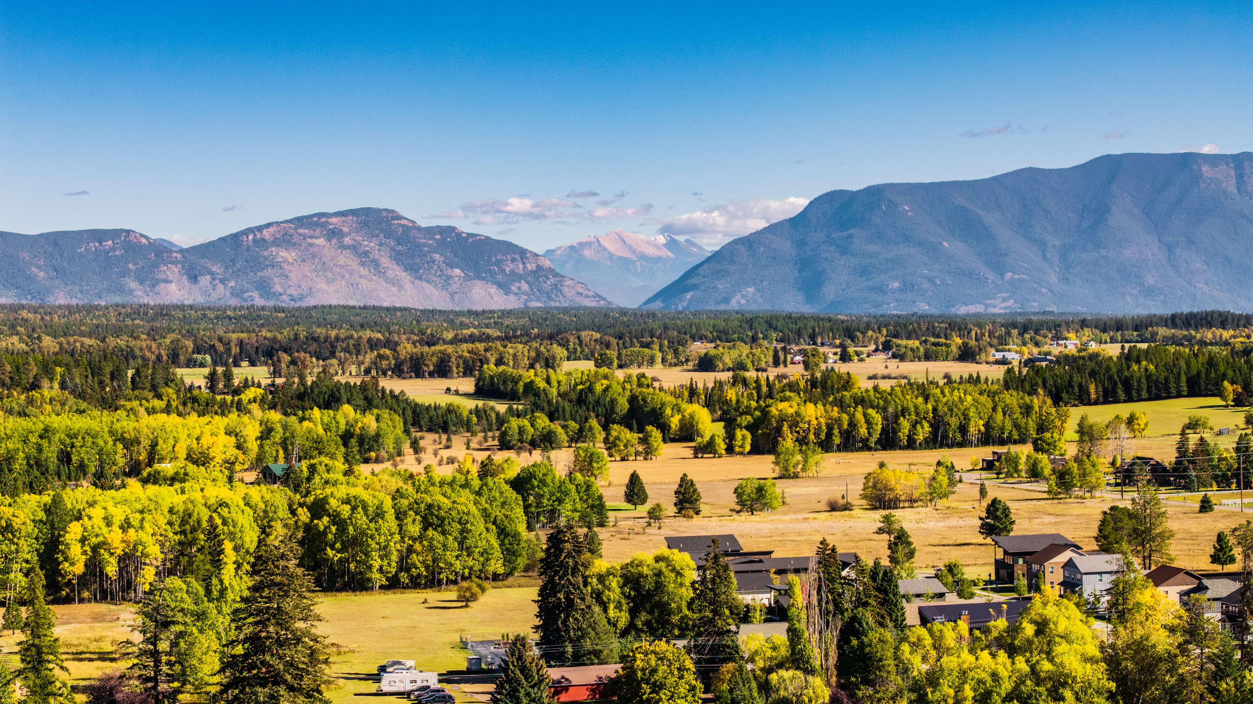 Homes and fields in the Flathead Valley